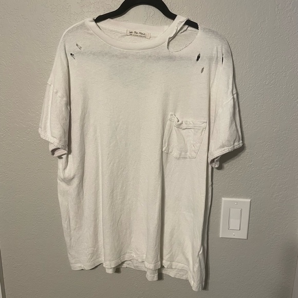 We The Free Rubi Ripped Pocket T-Shirt in Ivory - Picture 3 of 8